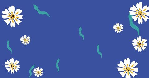 Floral design with leaves on blue background