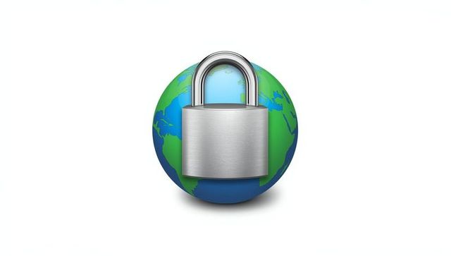Earth Globe with Padlock Represents Global Cybersecurity