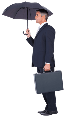 Businessman Holding Umbrella Transparent Image Clean Background