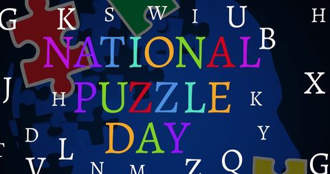 Colourful letters celebrating national puzzle day