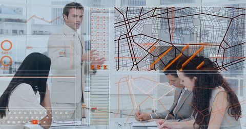 Global Finance Concepts Meet Diverse Business Team in Modern Office