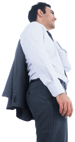 Confident Biracial Businessman with Jacket on Shoulder Transparent Background