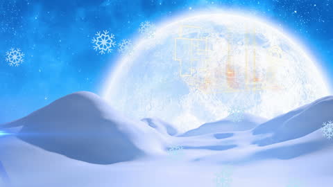 Dreamy Snowfall Over Moonlit Winter Landscape