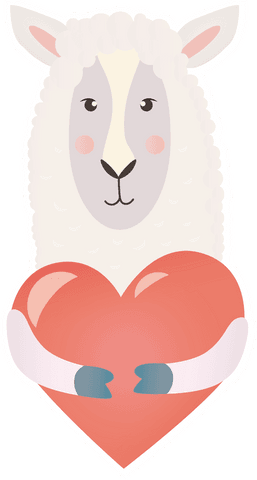 adorable lamb hugging red heart on transparent background - Download Free Stock Videos Pikwizard.com