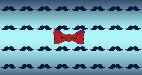 Red Bowtie Pattern Among Classic Blue Moustaches on Blue Background - Download Free Stock Images Pikwizard.com