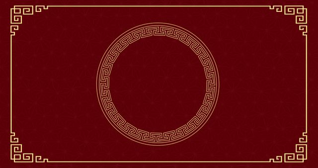 Chinese New Year Red Background with Gold Ornate Circle - Download Free Stock Images Pikwizard.com