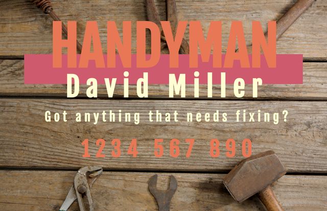 Handyman Services Advertisement with Tools on Wooden Background - Download Free Stock Videos Pikwizard.com