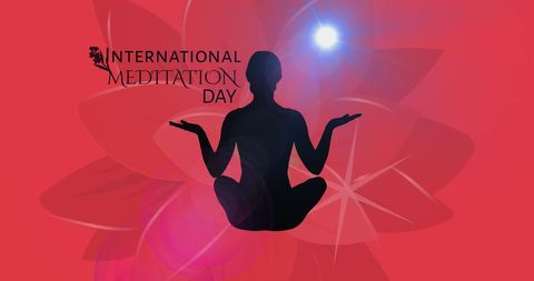 International meditation day banner with yoga silhouette