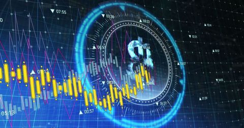 Dynamic Financial Data Interface with Bitcoin Symbol - Download Free Stock Images Pikwizard.com