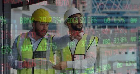 Male Architects Discussing at Construction Site Overlapping Financial Data - Download Free Stock Images Pikwizard.com
