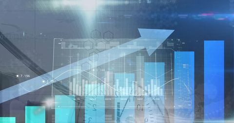 Abstract Financial Data with Upward Arrow in Digital Background - Download Free Stock Images Pikwizard.com