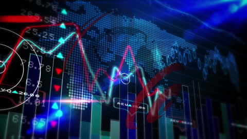 Digital Financial Data on Global Map Background