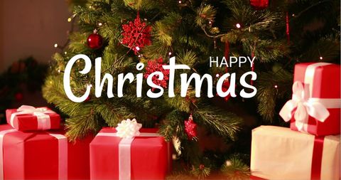 Christmas Tree with Presents and Festive Message - Download Free Stock Images Pikwizard.com