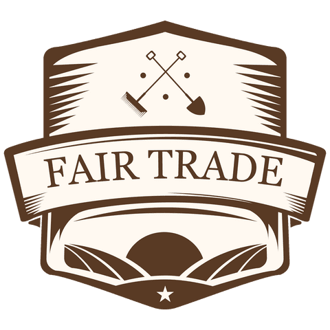 Fair trade label emblem with agriculture icons on transparent