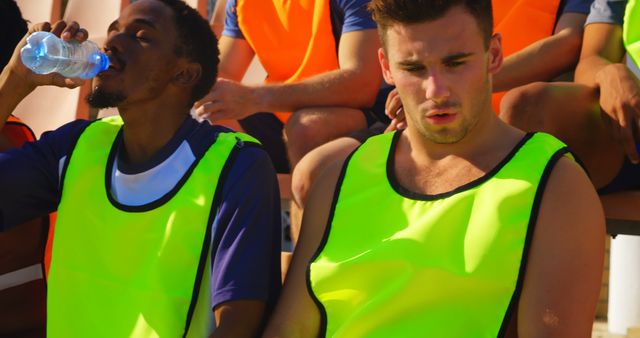 Soccer Players Resting on the Bench During Practice - Download Free Stock Images Pikwizard.com