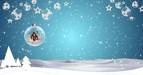 Winter wonderland with christmas ornament house