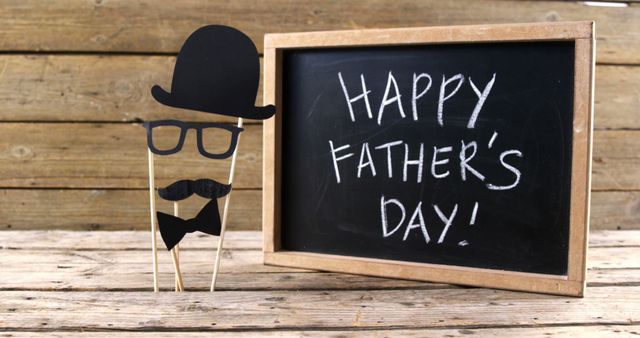 Father's Day Blackboard Greeting with Mustache and Hat Props - Download Free Stock Images Pikwizard.com