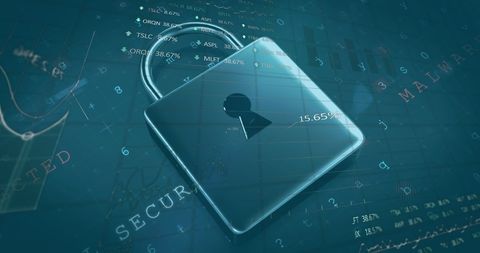 Digital Security Lock Symbol with Virtual Data Overlay - Download Free Stock Images Pikwizard.com