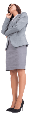 Thoughtful businesswoman standing on transparent background