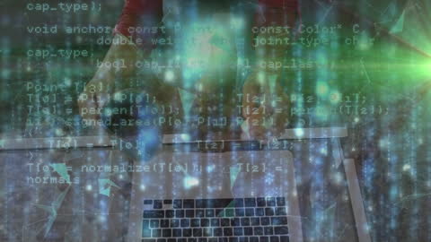 Digital Data Processing Visualization Above User on Laptop