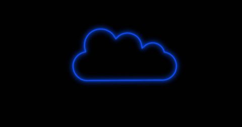 Bright Blue Neon Cloud on Black Background for Digital Technology Themes - Download Free Stock Images Pikwizard.com