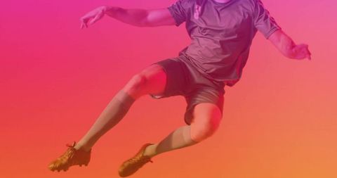 Dynamic Motion in Sports Overlays with Jumping Soccer Player in Studio