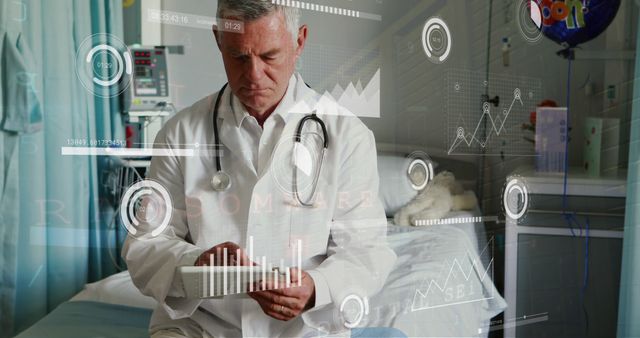 Doctor Using Digital Tablet for Medical Analysis in Patient Room - Download Free Stock Images Pikwizard.com