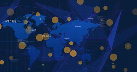 Global Data Processing Interface on Virtual World Map - Download Free Stock Images Pikwizard.com