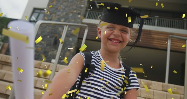 Joyful Young Girl Celebrating Graduation with Cap and Gown - Download Free Stock Images Pikwizard.com