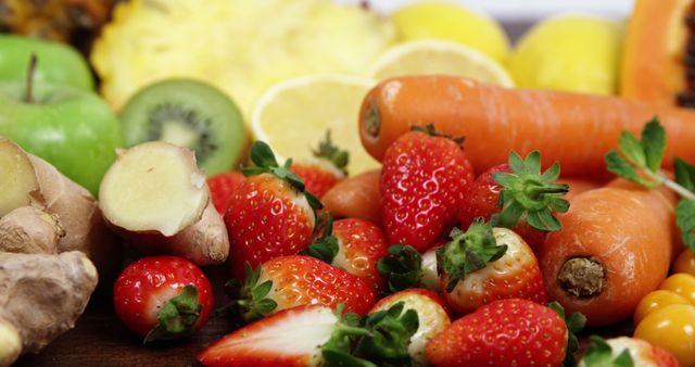 Close-Up Assortment of Fresh Fruits and Vegetables - Download Free Stock Images Pikwizard.com