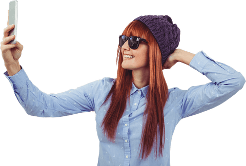 stylish hipster woman taking a selfie with transparent background - Download Free Stock Videos Pikwizard.com