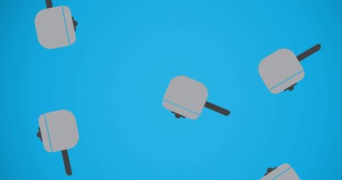 Floating Pots Pattern on Vibrant Blue Background