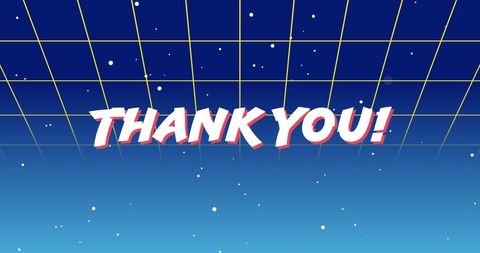 Retro Futuristic Thank You Banner with Grid and Stars - Download Free Stock Images Pikwizard.com