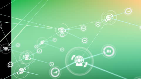 Animation of Digital Network Connections with Various Icons