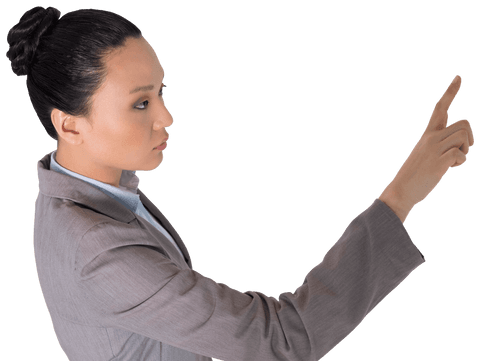 Transparent Asian Businesswoman Pointing for Professional Presentation - Download Free Stock Videos Pikwizard.com