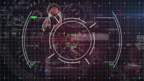 Futuristic Interface with Basketball Player in Motion