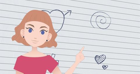 Animated Woman Presenting School Inspired Drawings