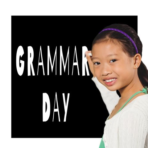 child celebrating grammar day with enthusiastic smile - Download Free Stock Templates Pikwizard.com