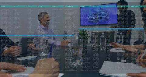 Financial Data Display in Business Meeting with Diverse Team