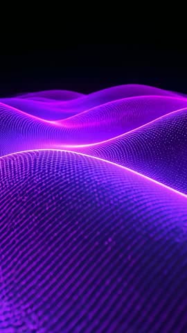 Neon Mesh Waves Rolling Forward Through Digital Void Futuristic Vertical Motion Loop