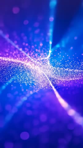 Pulsing Particle Network Drifting Through Luminous Digital Filaments, Vertical Tech Visual