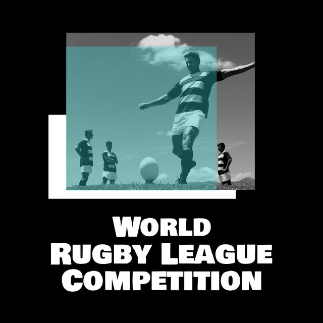 Digital Composite of Rugby Players with Text for World Rugby League Competition - Download Free Stock Templates Pikwizard.com