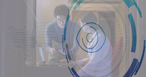 Digital Interface with Diverse Colleagues in Server Room - Download Free Stock Images Pikwizard.com