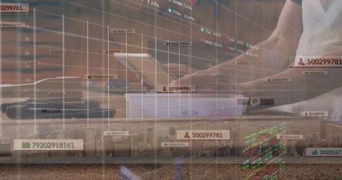 Asian male analyzing financial data on futuristic digital platform