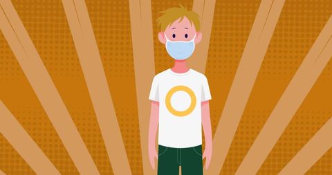 Cartoon Man in Face Mask Illustrating Pandemic Awareness - Download Free Stock Images Pikwizard.com