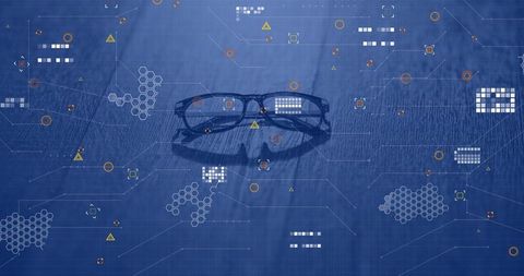 Futuristic glasses with augmented reality and technology interface concepts