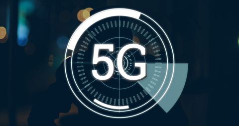 Futuristic 5G Technology Concept with Circles and Bokeh Lights - Download Free Stock Images Pikwizard.com