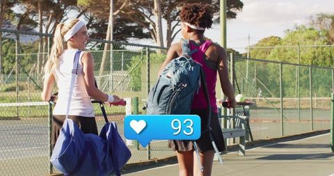 Young Tennis Players Enjoying Sunny Day on Court