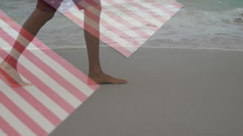 Day at the Beach Blended with American Flag