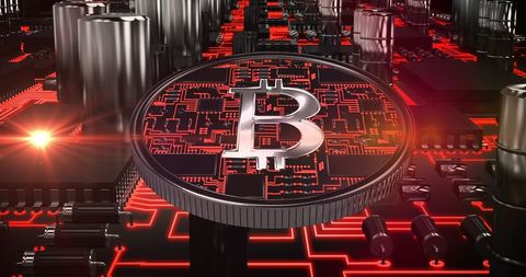 Bitcoin Symbol over Futuristic Circuit Board - Download Free Stock Images Pikwizard.com